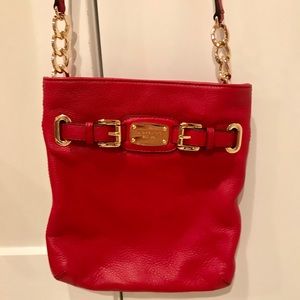 Michael Kors red leather crossbody
